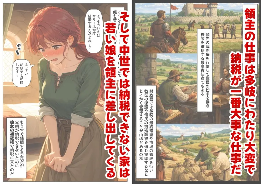 【無料エロ漫画・同人】中世領主に転生した俺は、【初夜権】で処女を抱きまくる-2枚目