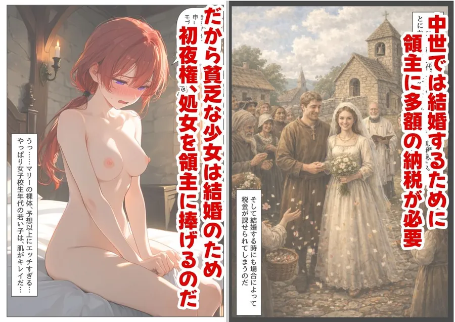 【無料エロ漫画・同人】中世領主に転生した俺は、【初夜権】で処女を抱きまくる-3枚目