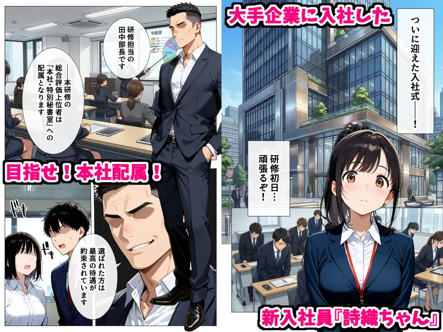 【無料エロ漫画・同人】セックスはビジネスマナー！？新入社員を生ハメ中出し研修〜オフィスではセックスが新しい挨拶と評価基準になりました〜-1枚目