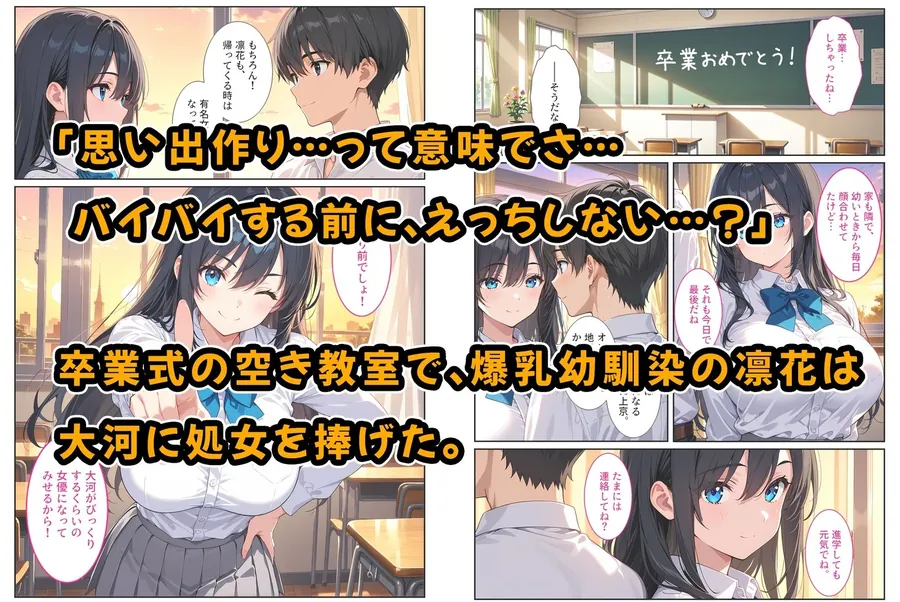 【無料エロ漫画・同人】卒業式に処女をくれた爆乳幼馴染がAV女優になっていたので俺の愛とセックスで取り戻す！-0枚目