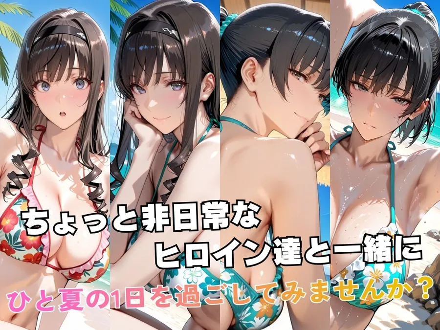 【無料エロ漫画・同人】森○はるか＆塚○響inビーチ-1枚目