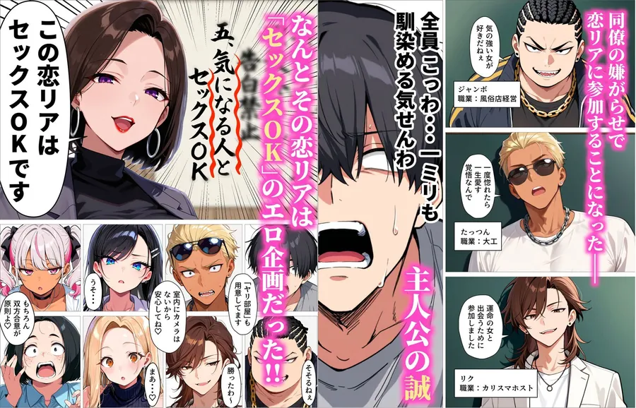 【無料エロ漫画・同人】ギャル上等〜「セックスOK」の恋愛リアリティーショーで童貞が巨根無双する話〜-1枚目