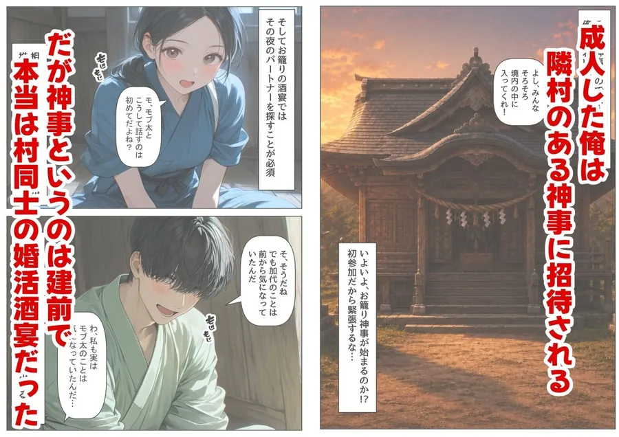 【無料エロ漫画・同人】戦国時代の農村に俺が転生したら、神事が乱交だった件-2枚目