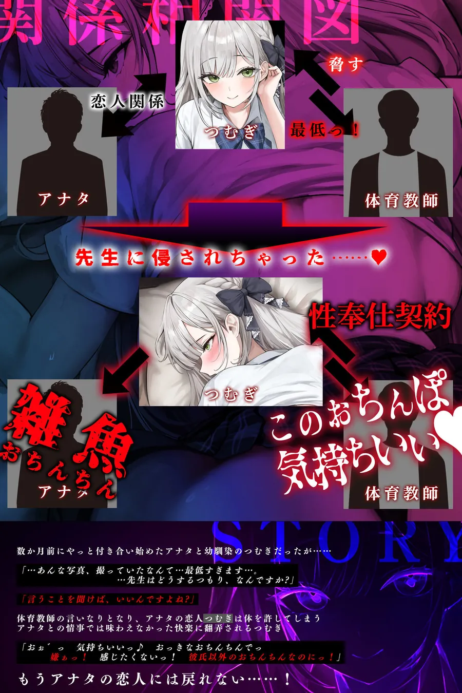 【無料エロ漫画・同人】【汚喘ぎ】幼馴染カノジョJKの寝取られ報告【轟音オホ声】  〜体育教師に弱みを握られた恋人は性奉仕契約を迫られ、そして…〜-1枚目