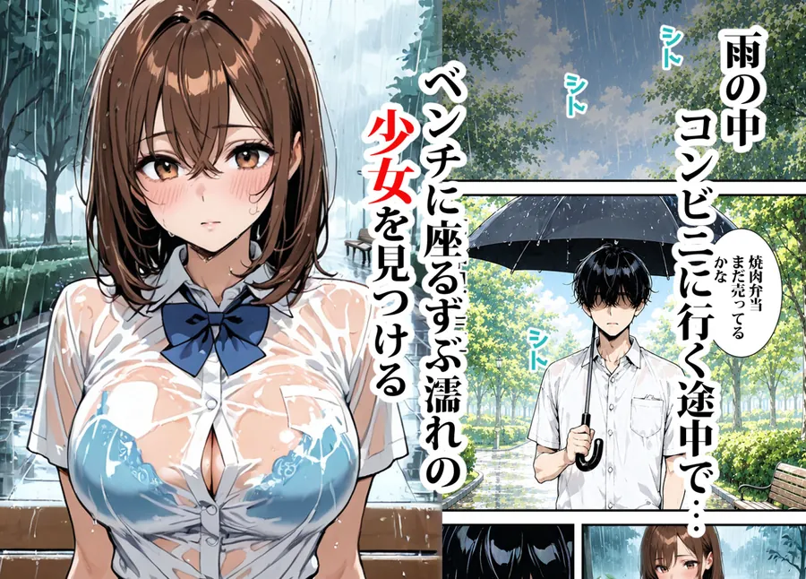 【無料エロ漫画・同人】雨の日に拾った家出少女はアソコも濡れていた-0枚目