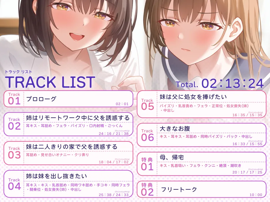 【無料エロ漫画・同人】【男性受け】爆乳姉妹はパパの特濃精子で孕まされたい〜義理の娘たちによる背徳逆NTR〜【KU100バイノーラル/2時間】-3枚目