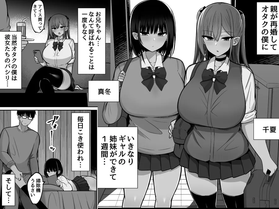 【無料エロ漫画・同人】いきなりギャル姉妹〜親の再婚でデキたギャル姉妹にチンポ貸す話-0枚目