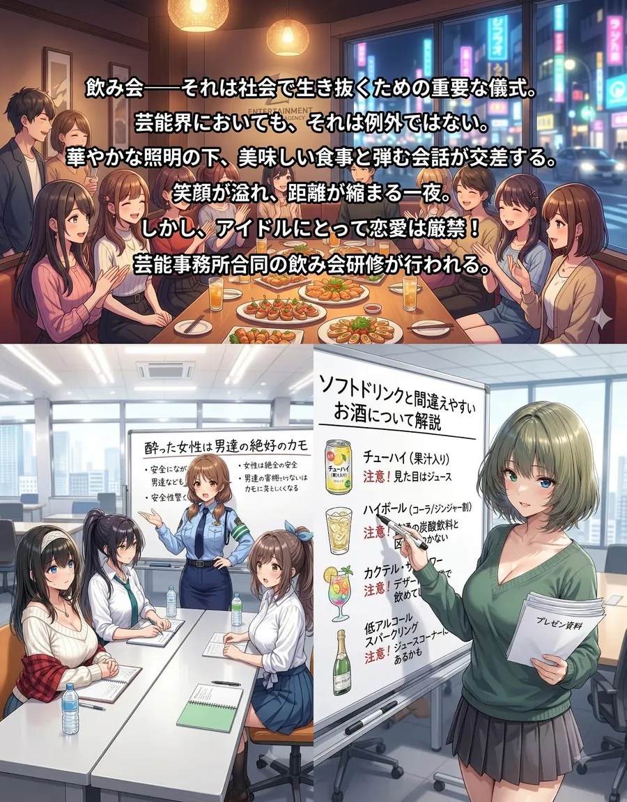 【無料エロ漫画・同人】飲み会で喰われるアイドル達2-0枚目