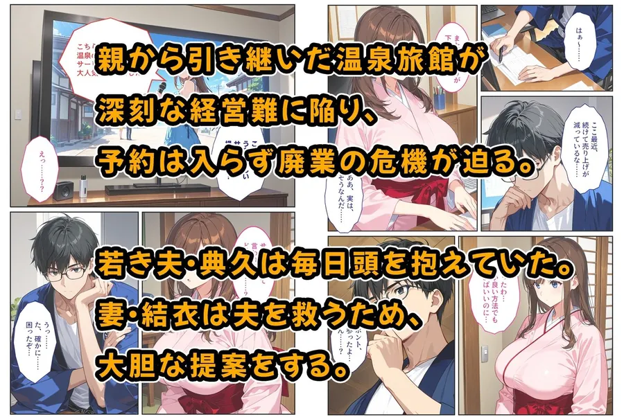 【無料エロ漫画・同人】経営難の温泉旅館を守るため…爆乳人妻女将が客たちに種付けられて妊娠メス堕ち！-0枚目