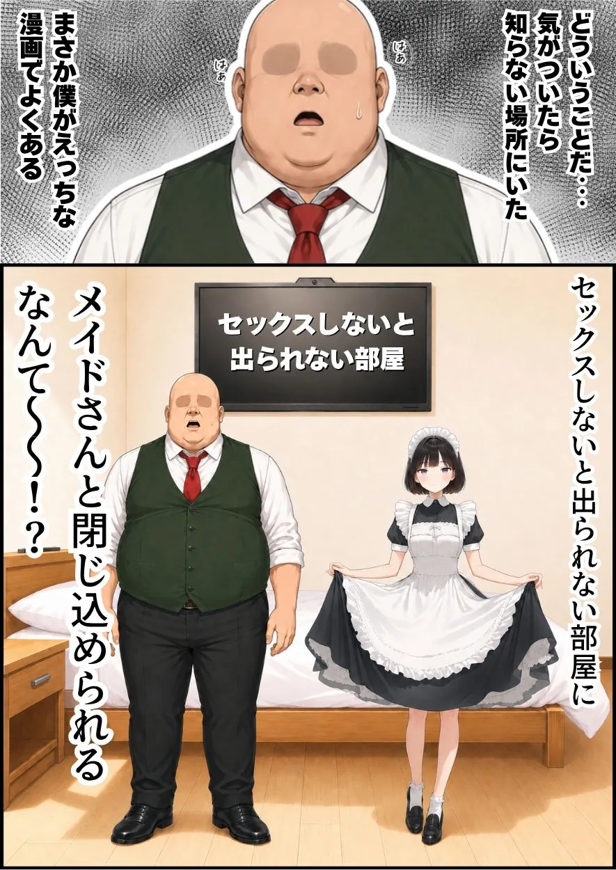 【無料エロ漫画・同人】セックスしないと出られない部屋にジト目メイドさんと閉じ込められたんだが・・・-0枚目