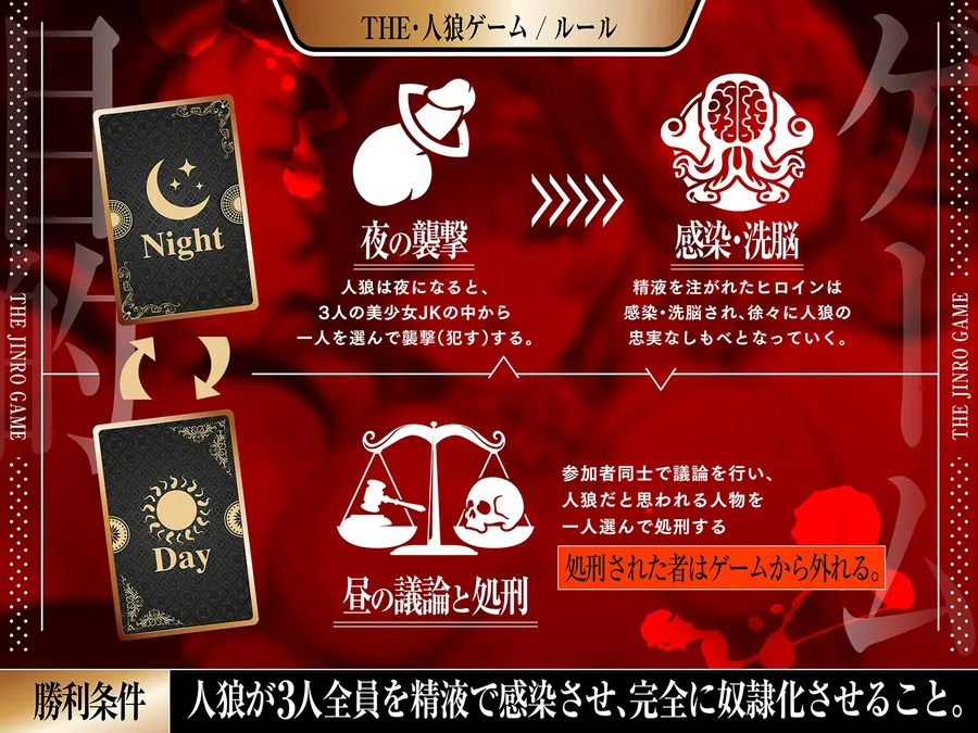 【無料エロ漫画・同人】【精液感染】THE・人狼ゲーム ～フタナリ人狼(あなた)に中出しレ●プされて肉奴○になった3人のJKたち～-3枚目