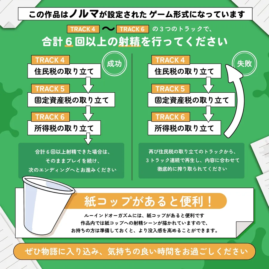 【無料エロ漫画・同人】【ノルマ式・男性受け】女性職員達による税金未納の取り立て業務「納税義務1」〜住民税・固定資産税・所得税・射精税〜【6回の事務的ルーインドオーガズムでクリア】-3枚目